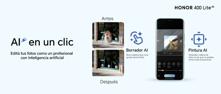 HONOR 400 Lite: desata tu creatividad con el botón de cámara IA y Gemini